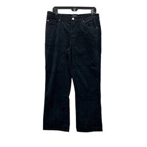 Tommy Hilfiger Womens Corduroy Straight Leg Pants Stretch Black Size 12 1063H1